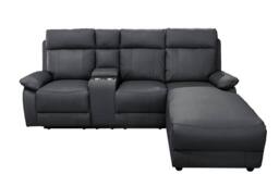 DS Living Sorento Recline Left Hand Corner Leather 3 Seater Sofa in Black - thumbnail 1
