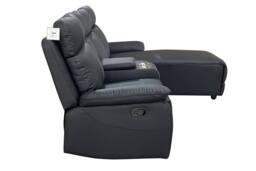 DS Living Sorento Recline Left Hand Corner Leather 3 Seater Sofa in Black - thumbnail 3