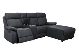 DS Living Sorento Recline Left Hand Corner Leather 3 Seater Sofa in Black - thumbnail 2