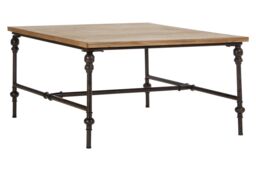 Orsina Wood Top Coffee Table, Industrial Style Coffee table, Square Coffee Table, Wood Top Metal Coffee Table in Natural - thumbnail 2
