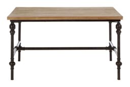 Orsina Wood Top Coffee Table, Industrial Style Coffee table, Square Coffee Table, Wood Top Metal Coffee Table in Natural
