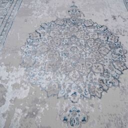 Kukoon Blue Grey Distressed Traditional Medallion Bordered Rug in Baby Blue - Size: 120 cm x 170 cm - thumbnail 5