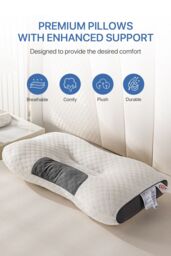 Living and Home Premium Sleep Support Knitted Pillow for All Seasons in White - Size: Single - thumbnail 5