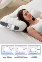 Living and Home Premium Sleep Support Knitted Pillow for All Seasons in White - Size: Single - thumbnail 4
