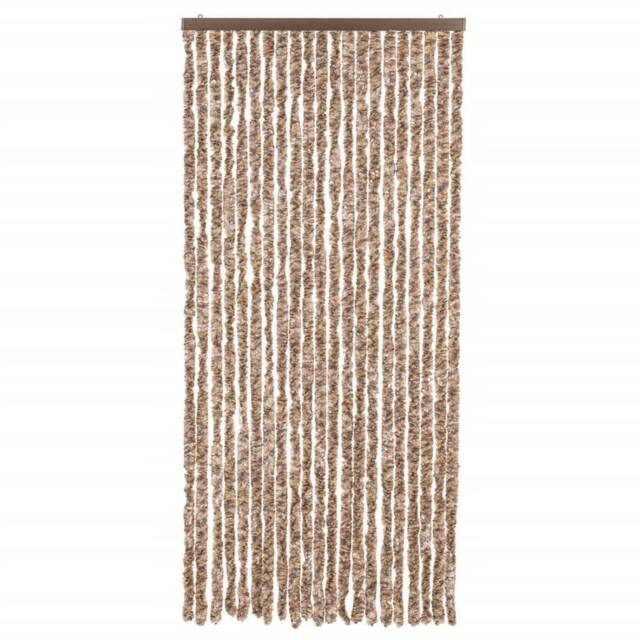Berkfield Home Soft Fly Curtain Beige & Dark Brown 90x200 cm Chenille - image 1
