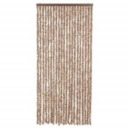 Berkfield Home Soft Fly Curtain Beige & Dark Brown 90x200 cm Chenille - thumbnail 1