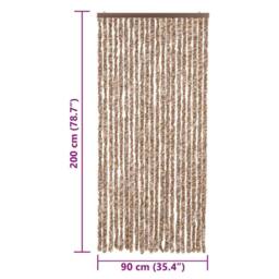 Berkfield Home Soft Fly Curtain Beige & Dark Brown 90x200 cm Chenille - thumbnail 7