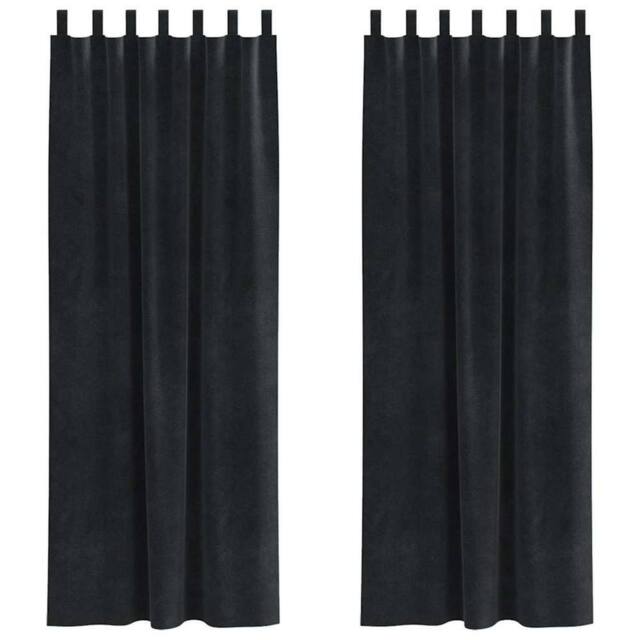 Berkfield Home Blackout Curtains with Hanging Loops 2 pcs Black Velvet - image 1