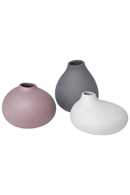 Blomus Nona Set of 3 Porcelain Vases - Bark/Micro Chip - image 1