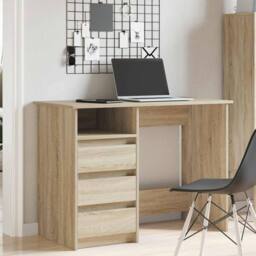 Berkfield Home Desk Sonoma Oak 102x50x75 cm Engineered Wood in Light Brown - Size: 102 x 50 x 75 cm - thumbnail 3
