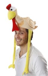 Shatchi Hat Novelty Plush Christmas Turkey Gobler Hat Costume Christmas Fancy Dress Party Xmas Office Fun in Brown - thumbnail 3