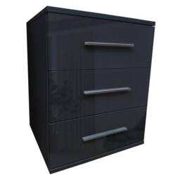 KDMD Swindon Gloss Black 3 Drawer Bedside Cabinet - thumbnail 2
