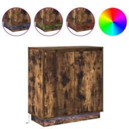 Berkfield Home Sideboard with LED, Smoked Oak, 71x34.5x75 cm, Engineered Wood in Brown - Size: 71x34.5x75 cm - thumbnail 4