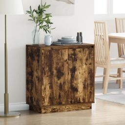 Berkfield Home Sideboard with LED, Smoked Oak, 71x34.5x75 cm, Engineered Wood in Brown - Size: 71x34.5x75 cm - thumbnail 1