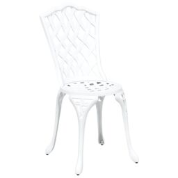 Berkfield Home 3-Piece White Cast Aluminum Garden Bistro Set - thumbnail 4