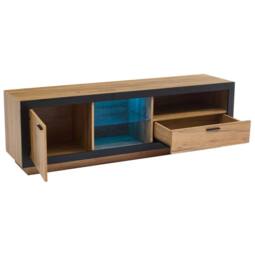 STILVORA TV Stand with Drawer, Cabinet & LED Lights, 160 x 40 x 50 cm in Natural - thumbnail 6
