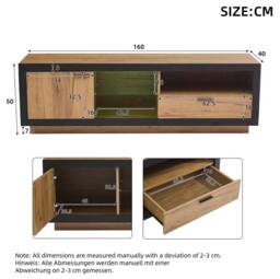 STILVORA TV Stand with Drawer, Cabinet & LED Lights, 160 x 40 x 50 cm in Natural - thumbnail 4