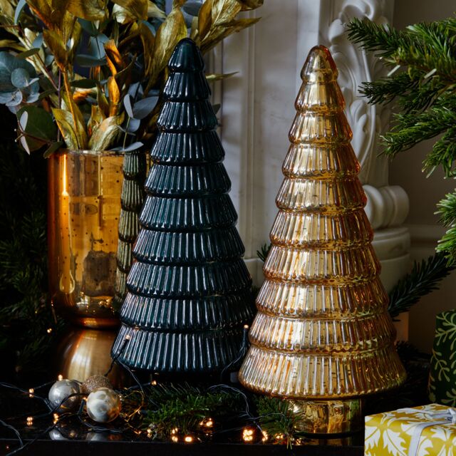 Ivyline Juniper Evergreen Glass Tree - H41cm W18cm - 2 other Colours & 2 Sizes Available - Hand finished - 2024 star performer in Green - image 1