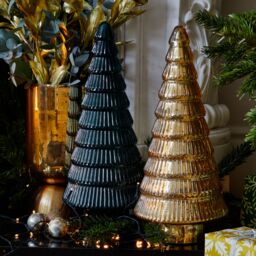 Ivyline Juniper Evergreen Glass Tree - H41cm W18cm - 2 other Colours & 2 Sizes Available - Hand finished - 2024 star performer in Green - thumbnail 1