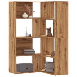 Berkfield Home Elegant Corner Bookcase 4-Tier Artisian Oak 85x85x140 cm Engineer in Brown - Size: 85 x 85 x 140 cm - thumbnail 2
