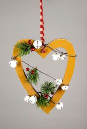 Shatchi Wooden Hanging Decoration Heart Shape Light Brown 23X1.2X30 CM