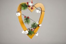 Shatchi Wooden Hanging Decoration Heart Shape Light Brown 23X1.2X30 CM - thumbnail 4