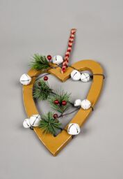 Shatchi Wooden Hanging Decoration Heart Shape Light Brown 23X1.2X30 CM - thumbnail 3