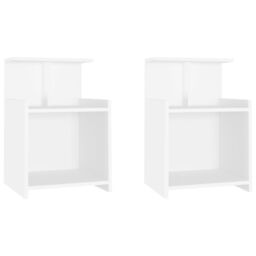 Berkfield Home Bed Cabinets 2 pcs White 40x35x60 cm Engineered Wood - Size: 40 x 35 x 60 cm - thumbnail 2