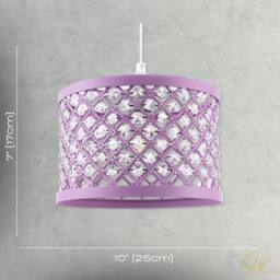 Happy Homewares Modern Ornate Matte Metal Pendant Shade with Clear Acrylic Beads in Lilac - thumbnail 7