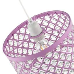Happy Homewares Modern Ornate Matte Metal Pendant Shade with Clear Acrylic Beads in Lilac - thumbnail 3
