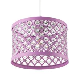 Happy Homewares Modern Ornate Matte Metal Pendant Shade with Clear Acrylic Beads in Lilac - thumbnail 4