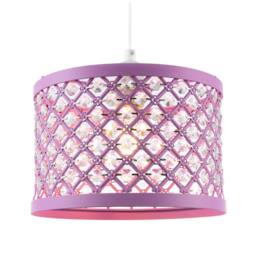 Happy Homewares Modern Ornate Matte Metal Pendant Shade with Clear Acrylic Beads in Lilac - thumbnail 2