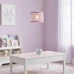 Happy Homewares Modern Ornate Matte Metal Pendant Shade with Clear Acrylic Beads in Lilac - thumbnail 6