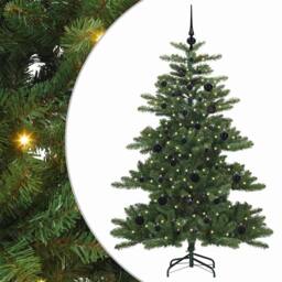 Berkfield Home Elegant Artificial Hinged Christmas Tree with 150 LEDs 150 cm PVC in Green - thumbnail 3