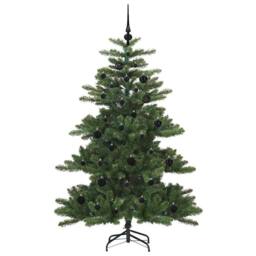 Berkfield Home Elegant Artificial Hinged Christmas Tree with 150 LEDs 150 cm PVC in Green - thumbnail 4