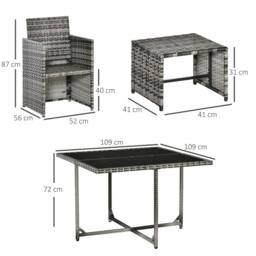 STILVORA Dining Set 8-Seater with cushions grey rattan - thumbnail 2