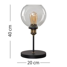 ValueLights Sheridan Industrial Glass Bowl Gold Trim Black Table Lamp - thumbnail 5
