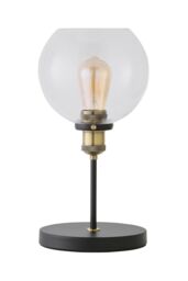 ValueLights Sheridan Industrial Glass Bowl Gold Trim Black Table Lamp - thumbnail 6