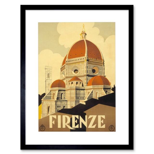 "Artery8 Travel Florence Italy Basilica Santa Maria Fiore Framed Wall Art Print in Beige - Size: W12"" x H16""" - image 1