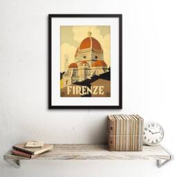 "Artery8 Travel Florence Italy Basilica Santa Maria Fiore Framed Wall Art Print in Beige - Size: W12"" x H16""" - thumbnail 2