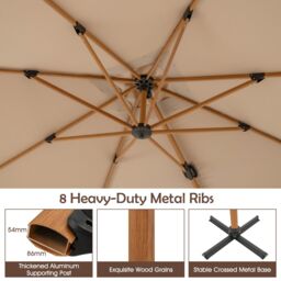 Costway 297cm Patio Cantilever Umbrella Square Double-Top Offset Umbrella in Beige - thumbnail 7