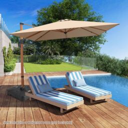 Costway 297cm Patio Cantilever Umbrella Square Double-Top Offset Umbrella in Beige - thumbnail 6