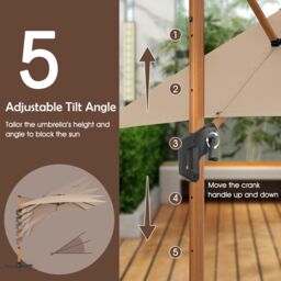 Costway 297cm Patio Cantilever Umbrella Square Double-Top Offset Umbrella in Beige - thumbnail 8