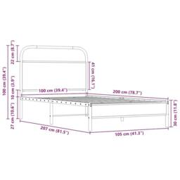 Berkfield Home Bed Frame without Mattress 100x200 cm Sonoma Oak Engineered Wood in Light Oak - thumbnail 9