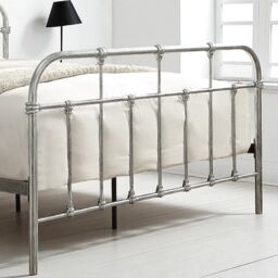 OAT Home Camden Victorian Vintage Hospital Style Steel Effect Metal Bed Frame in Silver - Size: King - thumbnail 4