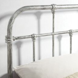 OAT Home Camden Victorian Vintage Hospital Style Steel Effect Metal Bed Frame in Silver - Size: King - thumbnail 3