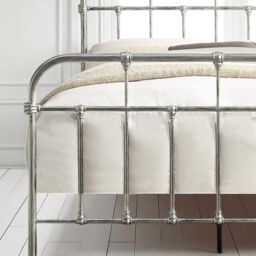 OAT Home Camden Victorian Vintage Hospital Style Steel Effect Metal Bed Frame in Silver - Size: King - thumbnail 5
