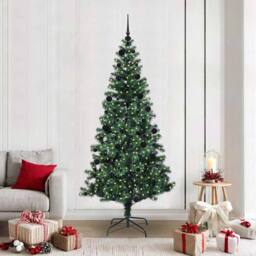 Berkfield Home Artificial Pre-lit Christmas Tree Green 210 cm PVC & Metal