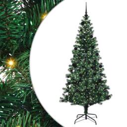 Berkfield Home Artificial Pre-lit Christmas Tree Green 210 cm PVC & Metal - thumbnail 2