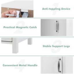 Gymax Bathroom Floor Cabinet With Open Shelf Single Door & Adjustable Shelf in White - thumbnail 6